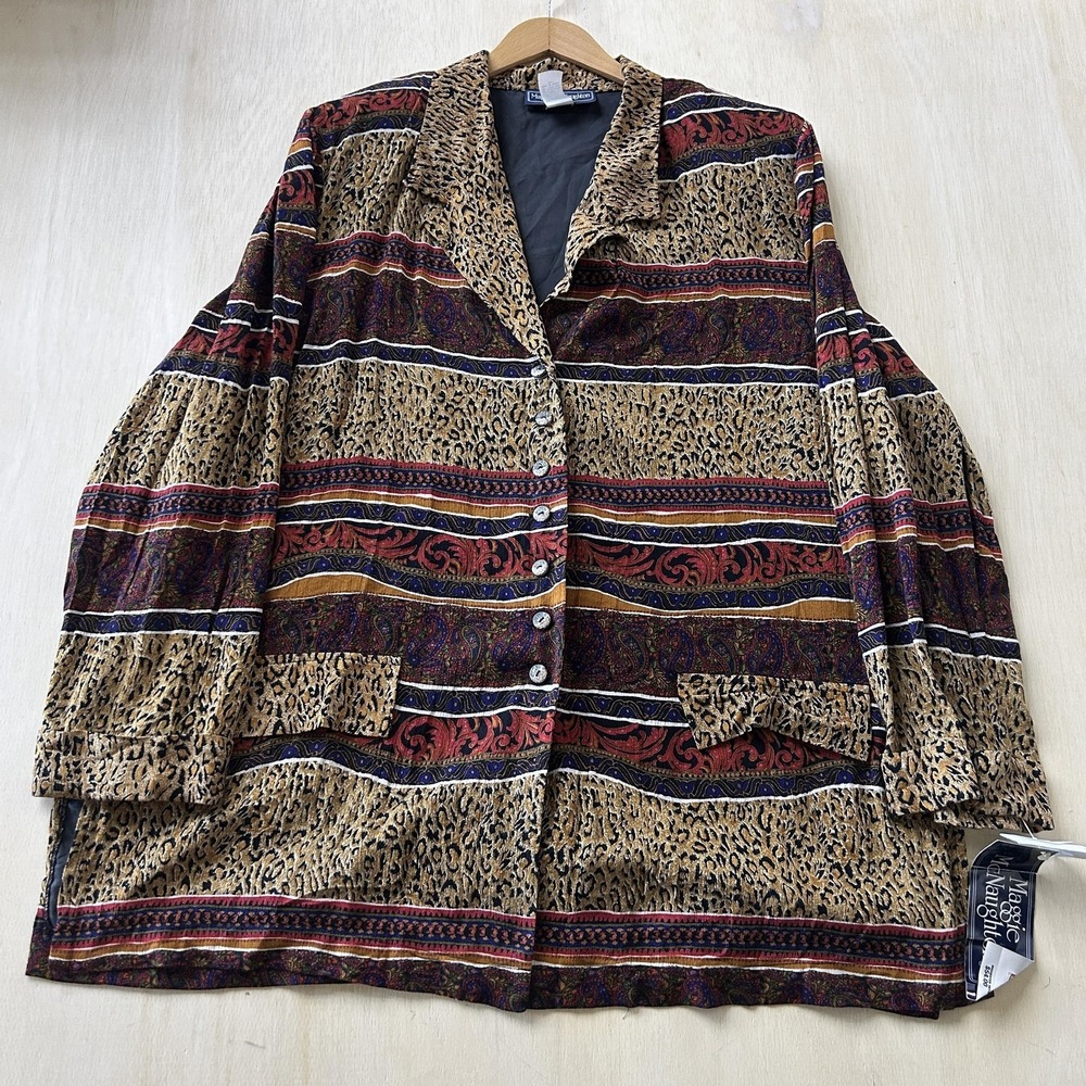 Vintage 90s Maggie McNaughton Blazer Jacket Womens 20W Animal Print Lined Career